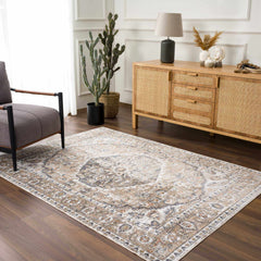 Hiti Beige Flat Pile Washable Rug - Ornate Home