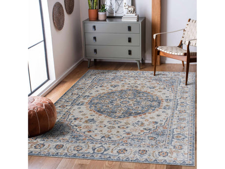 Hiti Blue&Cream Flat Pile Washable Rug - Limited Edition - Ornate Home
