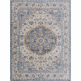 Hiti Blue&Cream Flat Pile Washable Rug - Limited Edition - Ornate Home