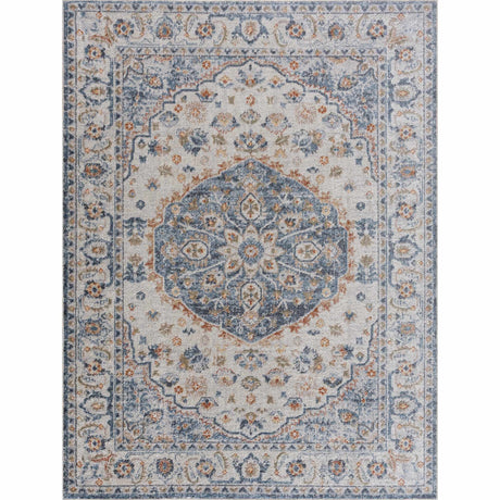 Hiti Blue&Cream Flat Pile Washable Rug - Limited Edition - Ornate Home