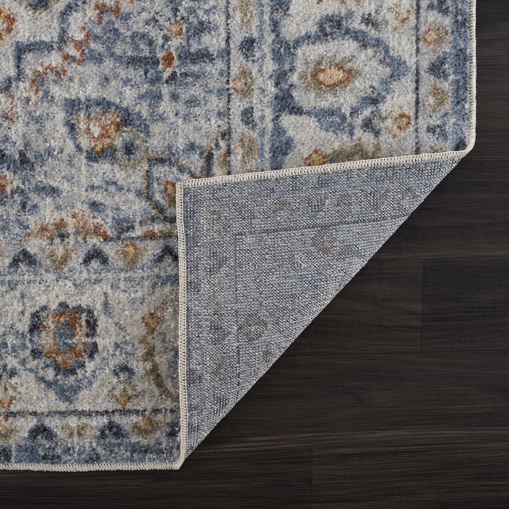 Hiti Blue&Cream Flat Pile Washable Rug - Limited Edition - Ornate Home