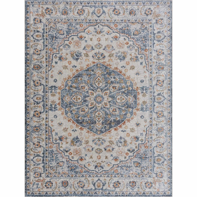Hiti Cream&Blue Washable Rug - Clearance - Ornate Home