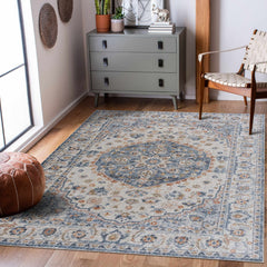 Hiti Cream&Blue Washable Rug - Clearance - Ornate Home
