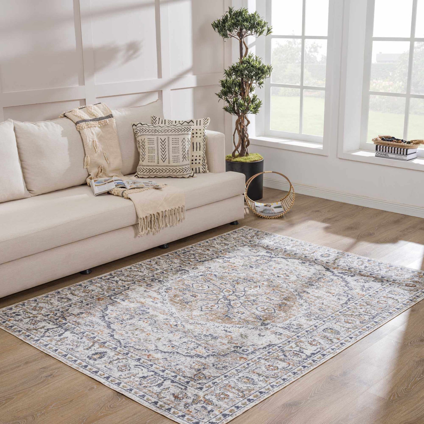 Hiti Cream Flat Pile Washable Rug - Ornate Home