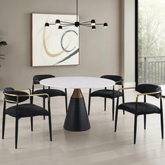 Hobro Black/White 5 Pc. Round Dining Table Set - Ornate Home
