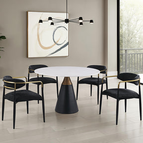 Hobro Black/White 5 Pc. Round Dining Table Set - Ornate Home