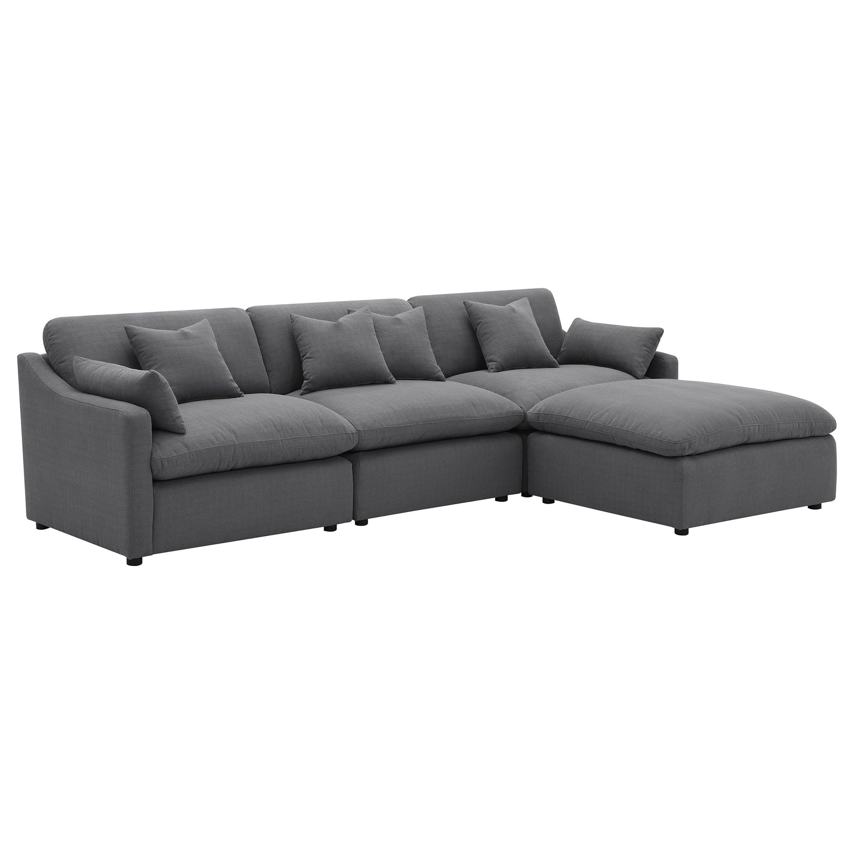 Hobson Charcoal 4-piece Upholstered Modular Sectional Sofa - Ornate Home