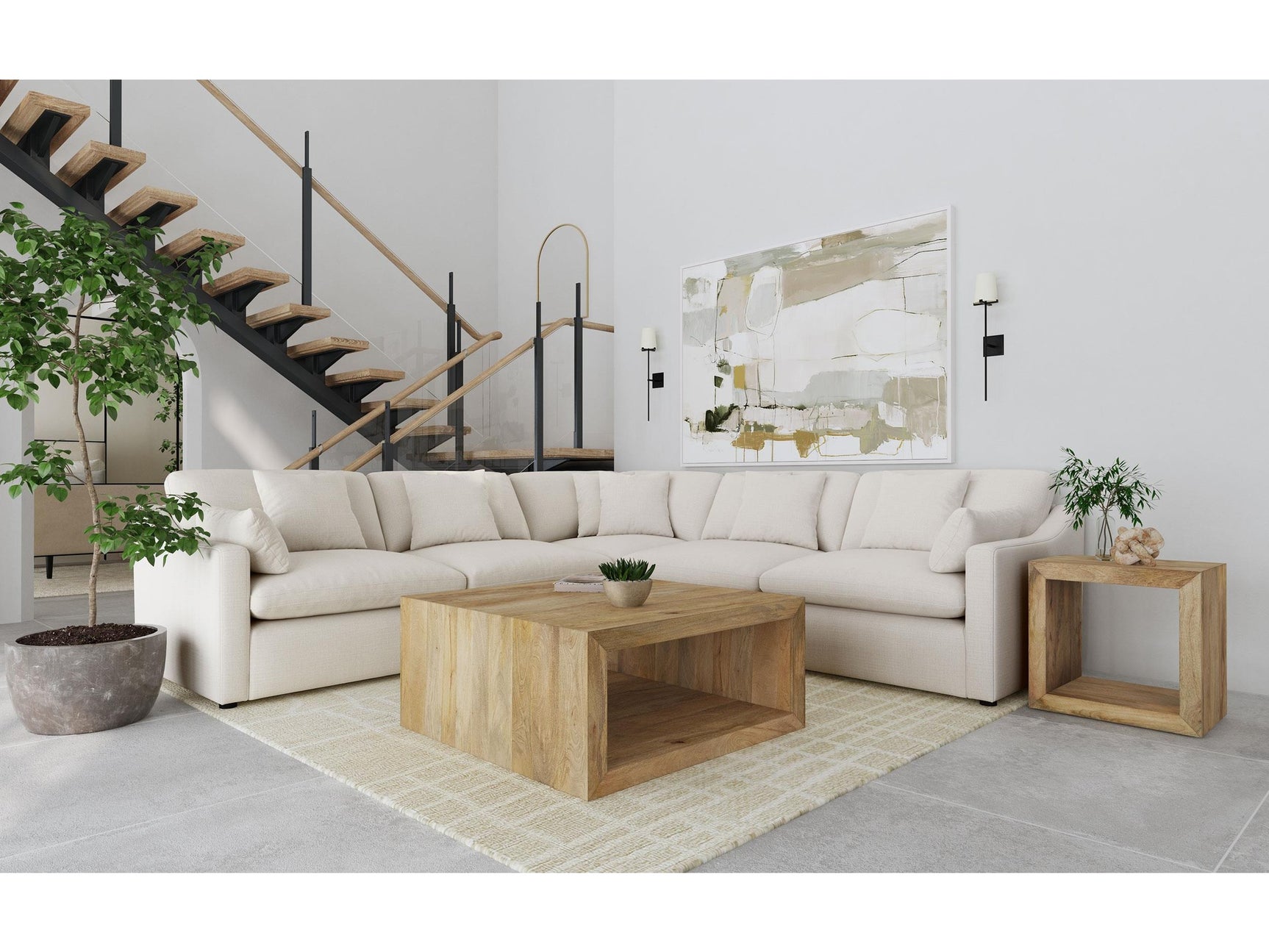 Hobson Ivory 5-piece Upholstered Modular Sectional Sofa - Ornate Home