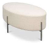 Hoff Off White Boucle Ottoman