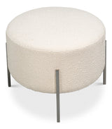 Hoff Off White Boucle Ottoman