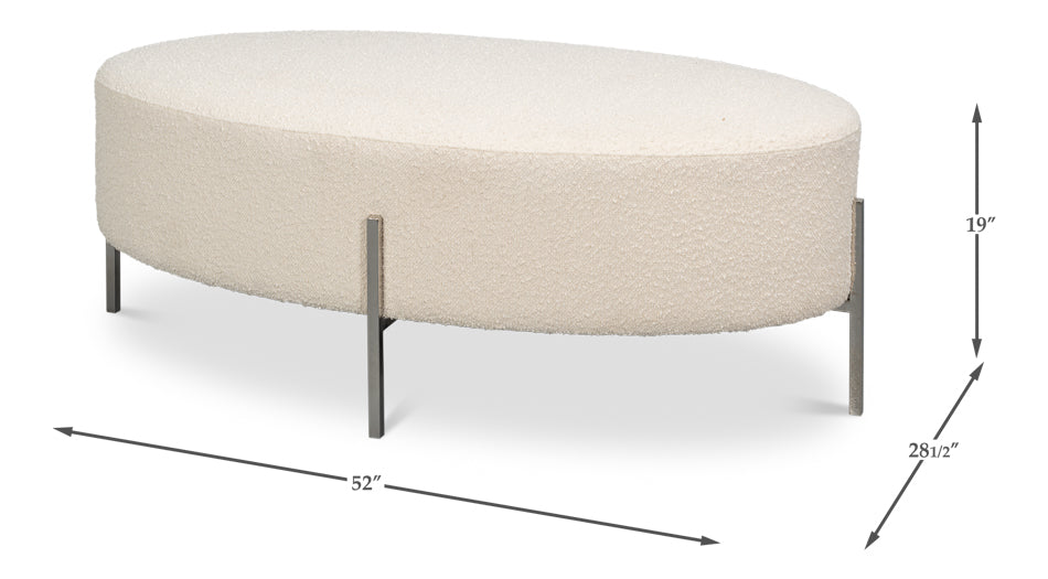 Hoff Off White Boucle Ottoman