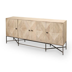 Hogarth Brown/Gold Solid Wood Frame Metal Base 4 Cabinet Door Sideboard - Ornate Home