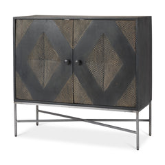 Hogarth Dark Brown/Black/Silver 2 Door Dark Accent Cabinet - Ornate Home