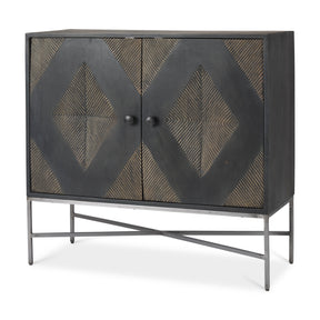 Hogarth Dark Brown/Black/Silver 2 Door Dark Accent Cabinet - Ornate Home