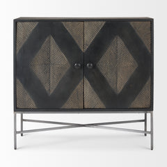 Hogarth Dark Brown/Black/Silver 2 Door Dark Accent Cabinet - Ornate Home