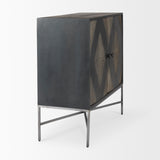 Hogarth Dark Brown/Black/Silver 2 Door Dark Accent Cabinet - Ornate Home