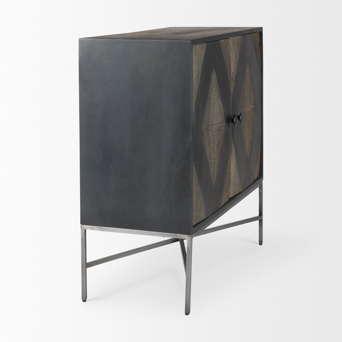 Hogarth Dark Brown/Black/Silver 2 Door Dark Accent Cabinet - Ornate Home