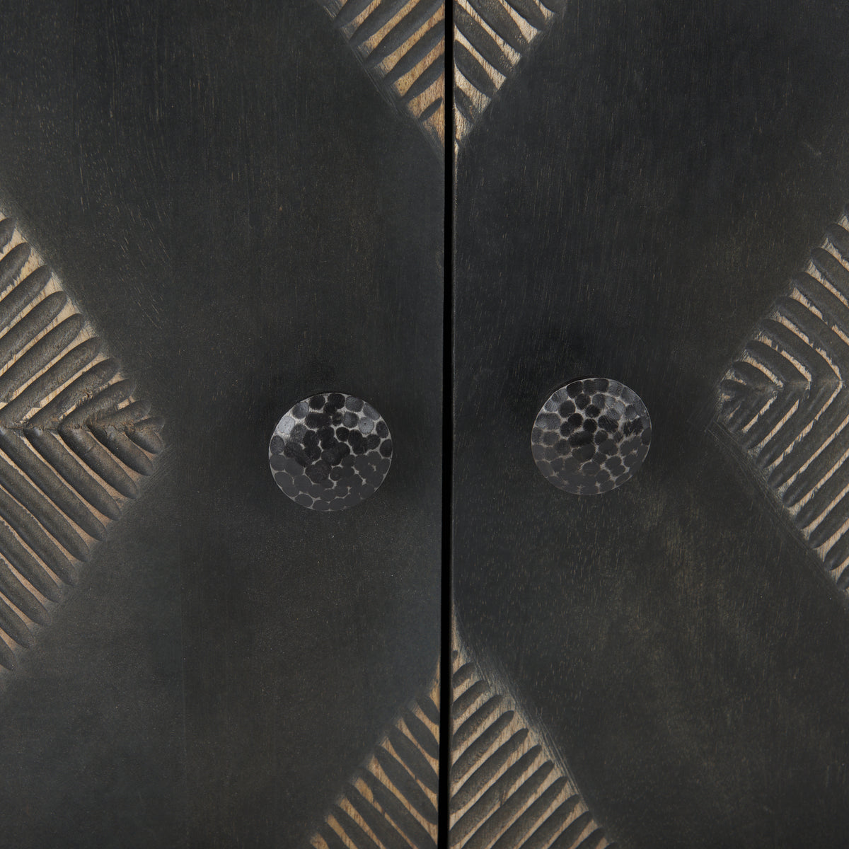 Hogarth Dark Brown/Black/Silver 2 Door Dark Accent Cabinet - Ornate Home