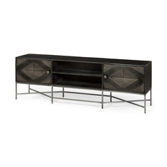 Hogarth Dark Brown Solid Wood TV Stand Media Console with Storage, TV up to 81" - Ornate Home