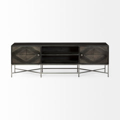 Hogarth Dark Brown Solid Wood TV Stand Media Console with Storage, TV up to 81" - Ornate Home
