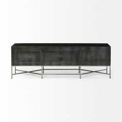 Hogarth Dark Brown Solid Wood TV Stand Media Console with Storage, TV up to 81" - Ornate Home