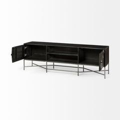 Hogarth Dark Brown Solid Wood TV Stand Media Console with Storage, TV up to 81" - Ornate Home