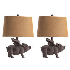 Hogs Fly Grey Table Lamp (Set of 2) - Ornate Home