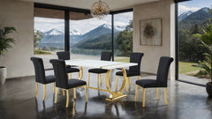 Holbaek Gold/Black 5 Pc. Dining Table Set - Ornate Home