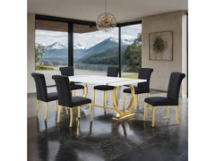 Holbaek Gold/Black 7 Pc. Dining Table Set - Ornate Home