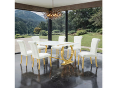 Holbaek Gold/White 5 Pc. Dining Table Set - Ornate Home
