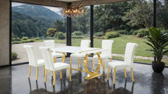 Holbaek Gold/White 7 Pc. Dining Table Set - Ornate Home