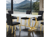 Holbaek Gold/White 80" Dining Table - Ornate Home