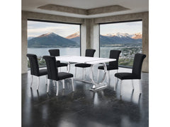 Holbaek Silver/Black 7 Pc. Dining Table Set - Ornate Home