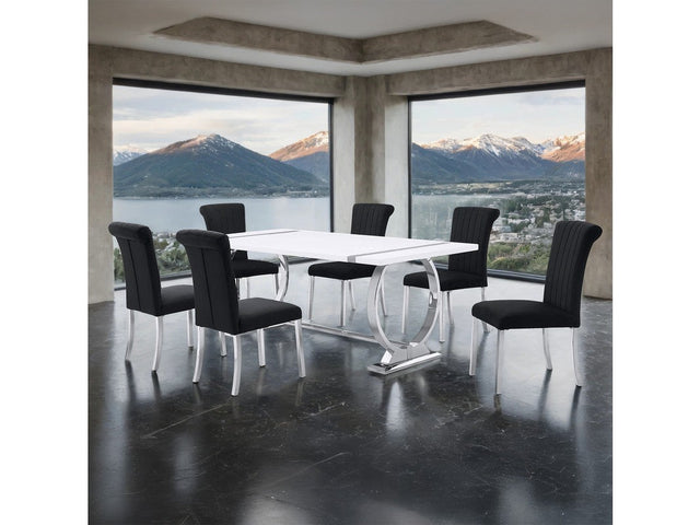 Holbaek Silver/Black 7 Pc. Dining Table Set - Ornate Home