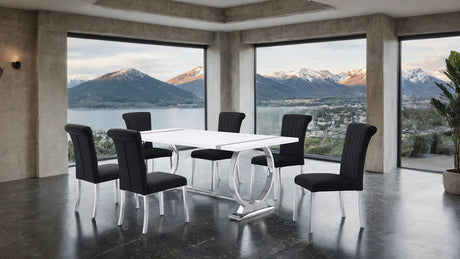 Holbaek Silver/Black 7 Pc. Dining Table Set - Ornate Home