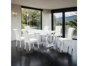 Holbaek Silver/White 7 Pc. Dining Table Set - Ornate Home