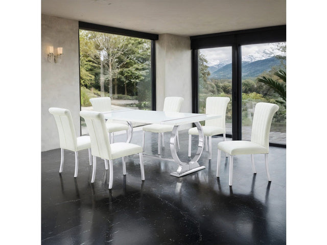 Holbaek Silver/White 7 Pc. Dining Table Set - Ornate Home