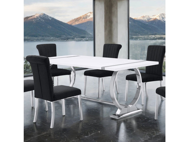 Holbaek Silver/White 80" Dining Table - Ornate Home
