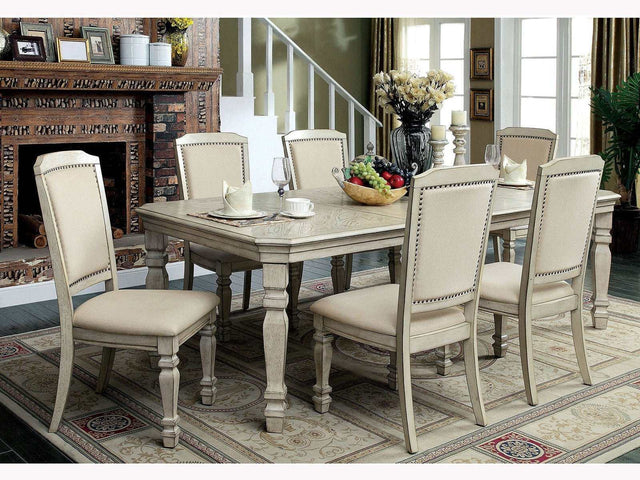 Holcroft Antique White & Ivory Dining Room Set / 7pc - Ornate Home
