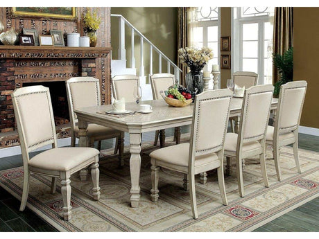Holcroft Antique White & Ivory Dining Room Set / 9pc - Ornate Home