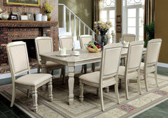 Holcroft Antique White & Ivory Dining Table w/ 2 x 18" Leaves - Ornate Home