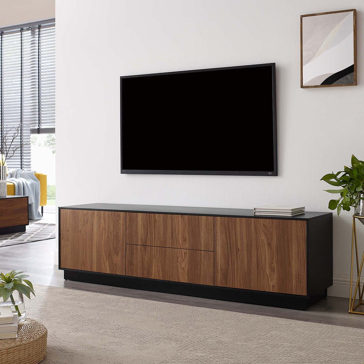 Holden Black/Walnut 63" TV Stand - Ornate Home