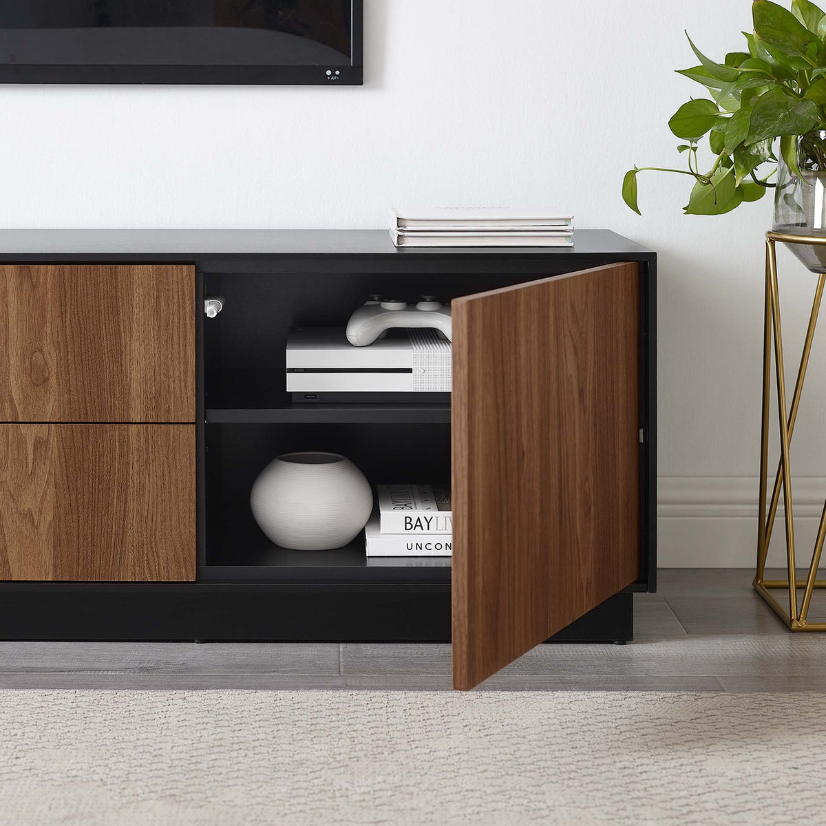 Holden Black/Walnut 63" TV Stand - Ornate Home