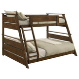 Holden Walnut Wood Veneer Twin Over Full Bunk Bed - Ornate Home