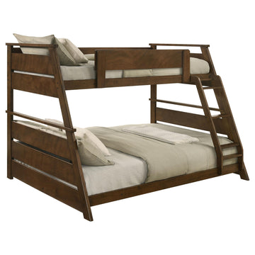 Holden Walnut Wood Veneer Twin Over Full Bunk Bed - Ornate Home
