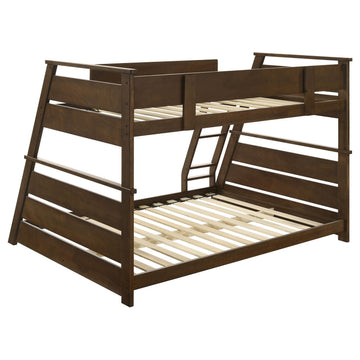 Holden Walnut Wood Veneer Twin Over Full Bunk Bed - Ornate Home