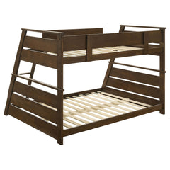 Holden Walnut Wood Veneer Twin Over Full Bunk Bed - Ornate Home