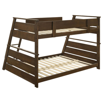 Holden Walnut Wood Veneer Twin Over Full Bunk Bed - Ornate Home