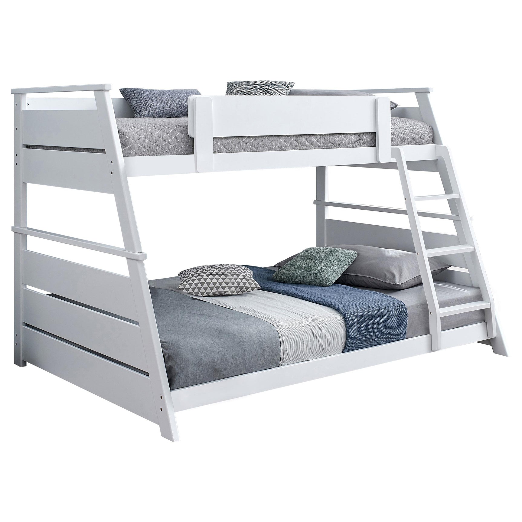 Holden White Wood Veneer Twin Over Full Bunk Bed - Ornate Home