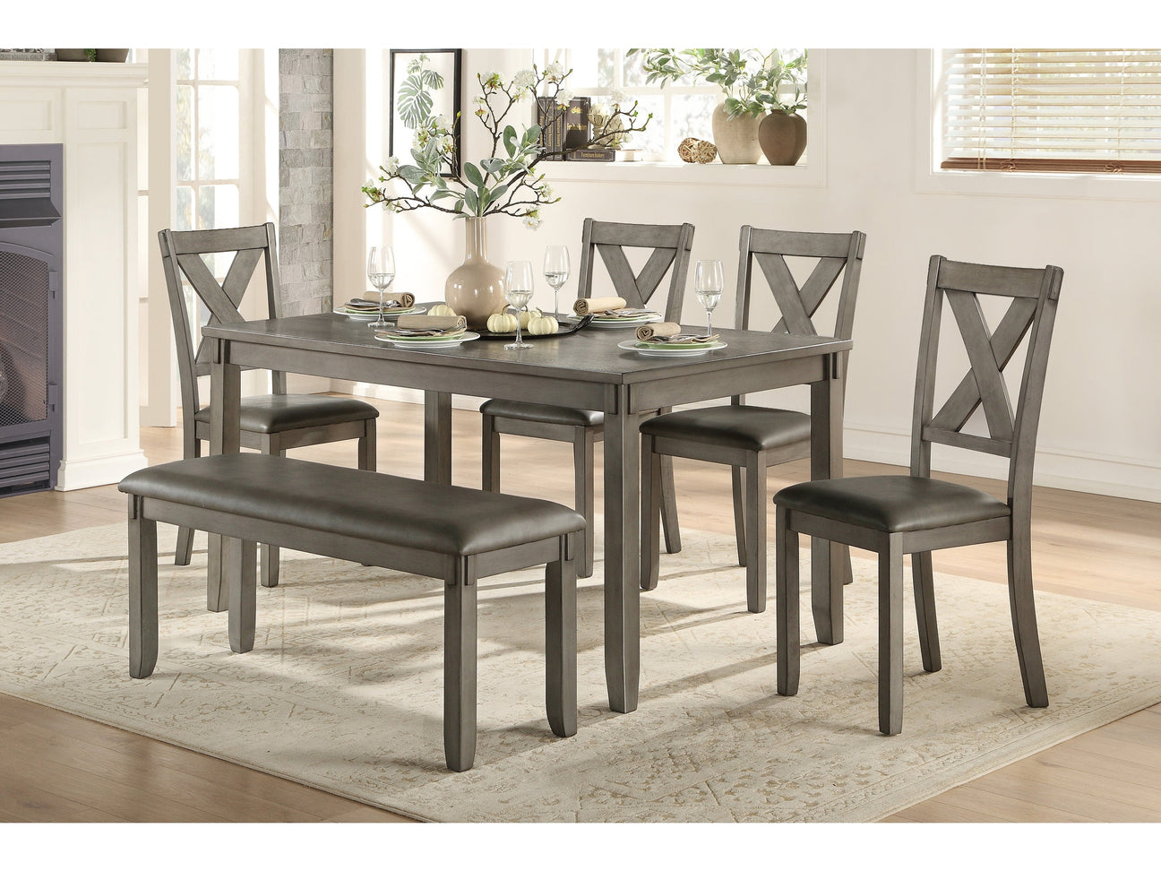 Holders Gray 6-Piece Pack Dinette Set - Ornate Home
